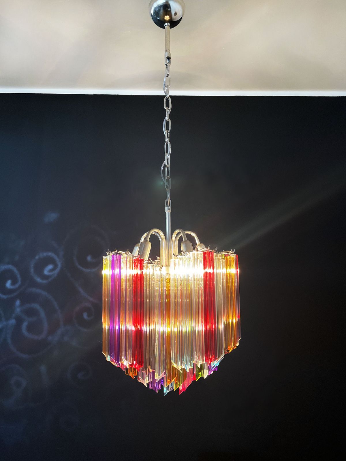 Modern Quadriedri Glass Chandelier   60 Multicolored Prism Quadriedri photo for sale