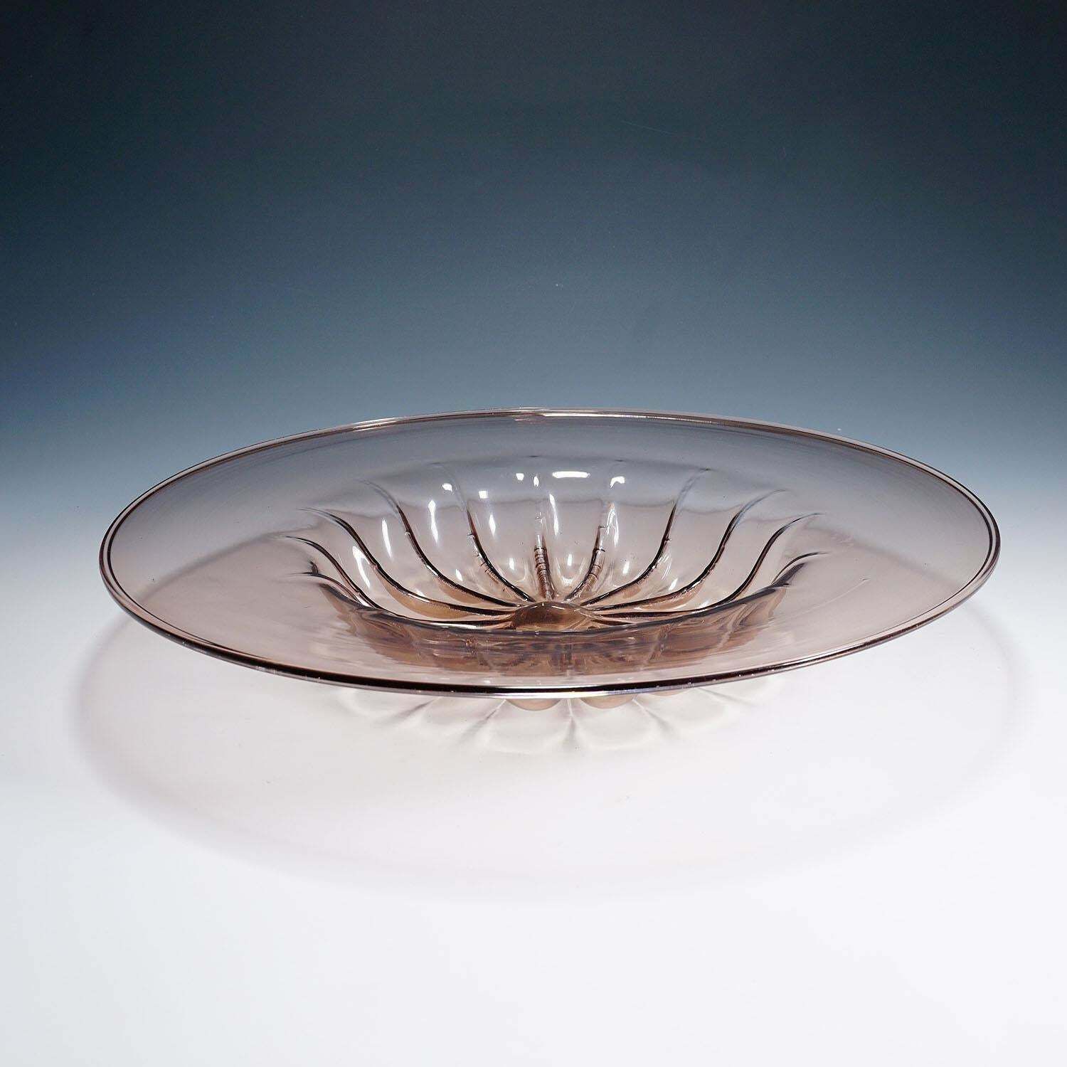 Large Vetro Soffiato Glass Dish By Vittorio Zecchin For Venini Murano Ca. 1925 photo for sale