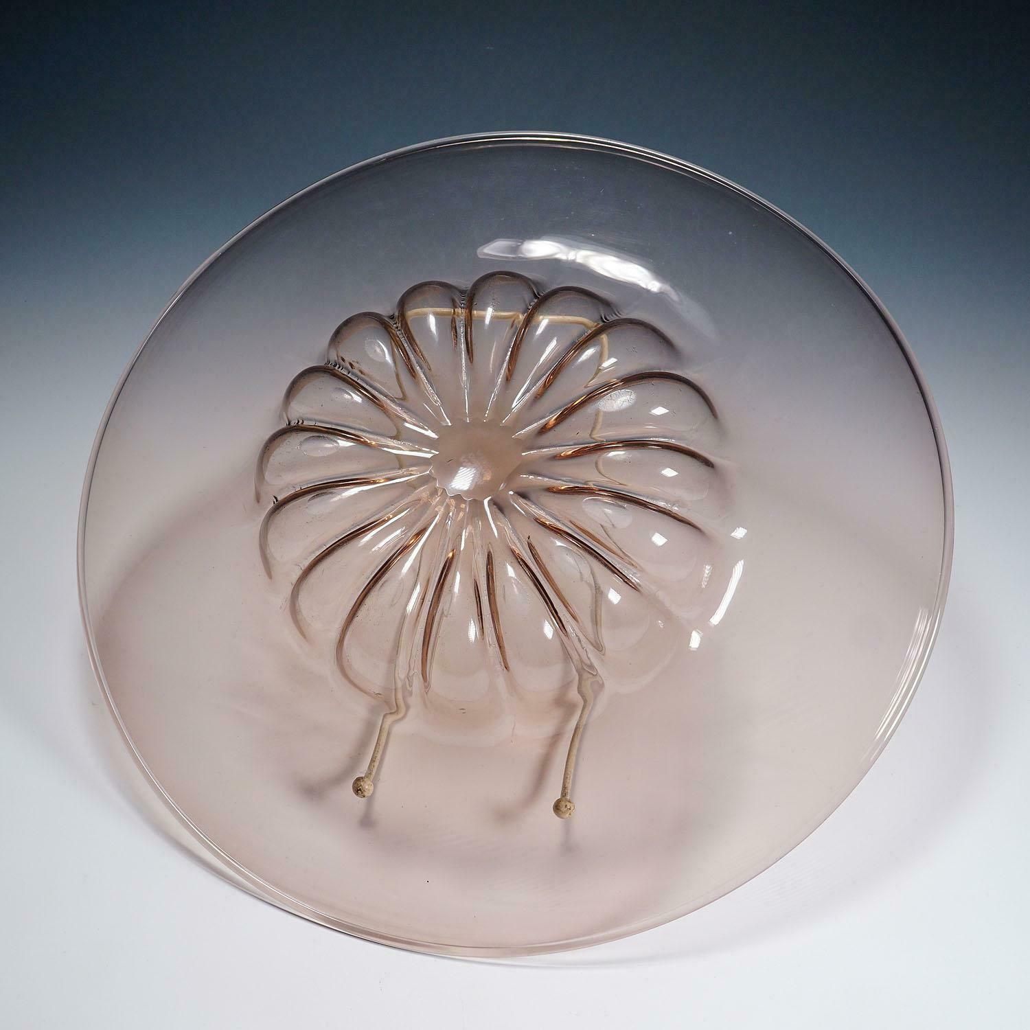Large Vetro Soffiato Glass Dish By Vittorio Zecchin For Venini Murano Ca. 1925 photo buy