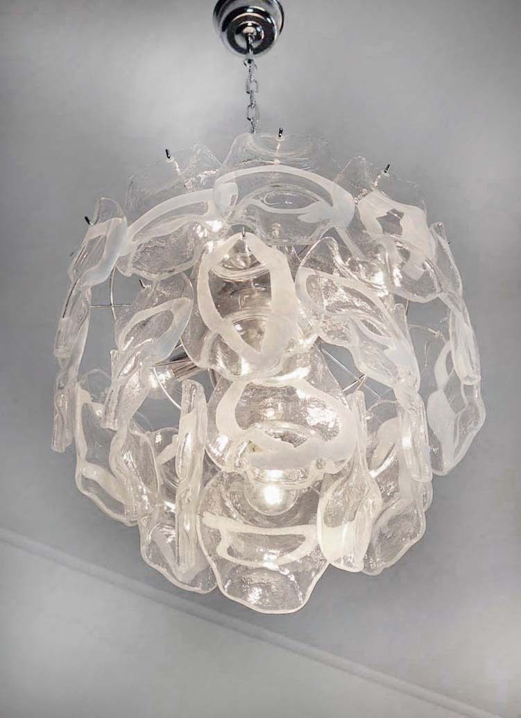 1970’s Vintage Italian Murano Chandelier Lamp In Vistosi Style 23 Glasses photo furniture