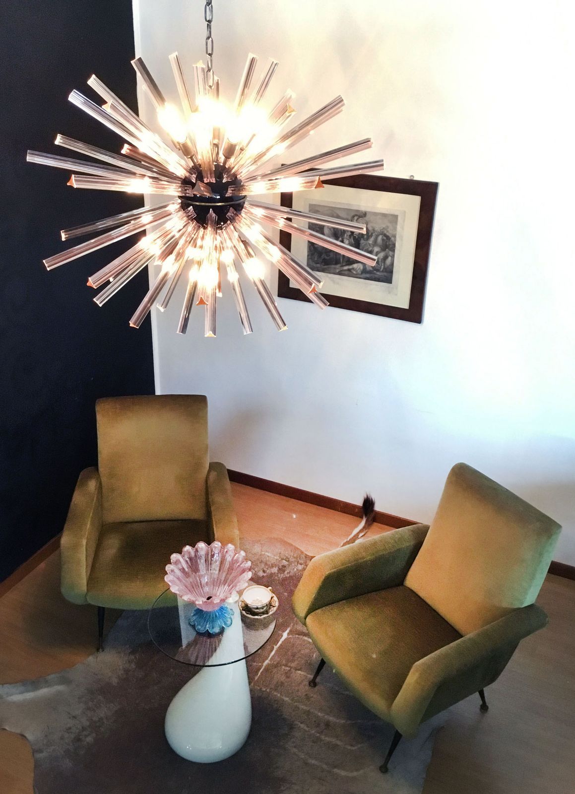 photo for sale Crystal Prism Sputnik Chandeliers   50 Pink Prisms