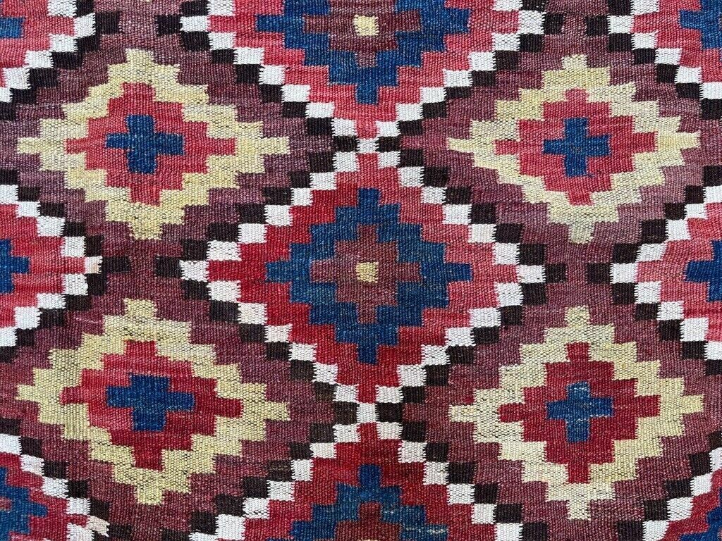 Vintage Afghan Tribal Kilim Wool Rug 390x185 Cm Red, Orange, Brown, Black Large photo 850.0