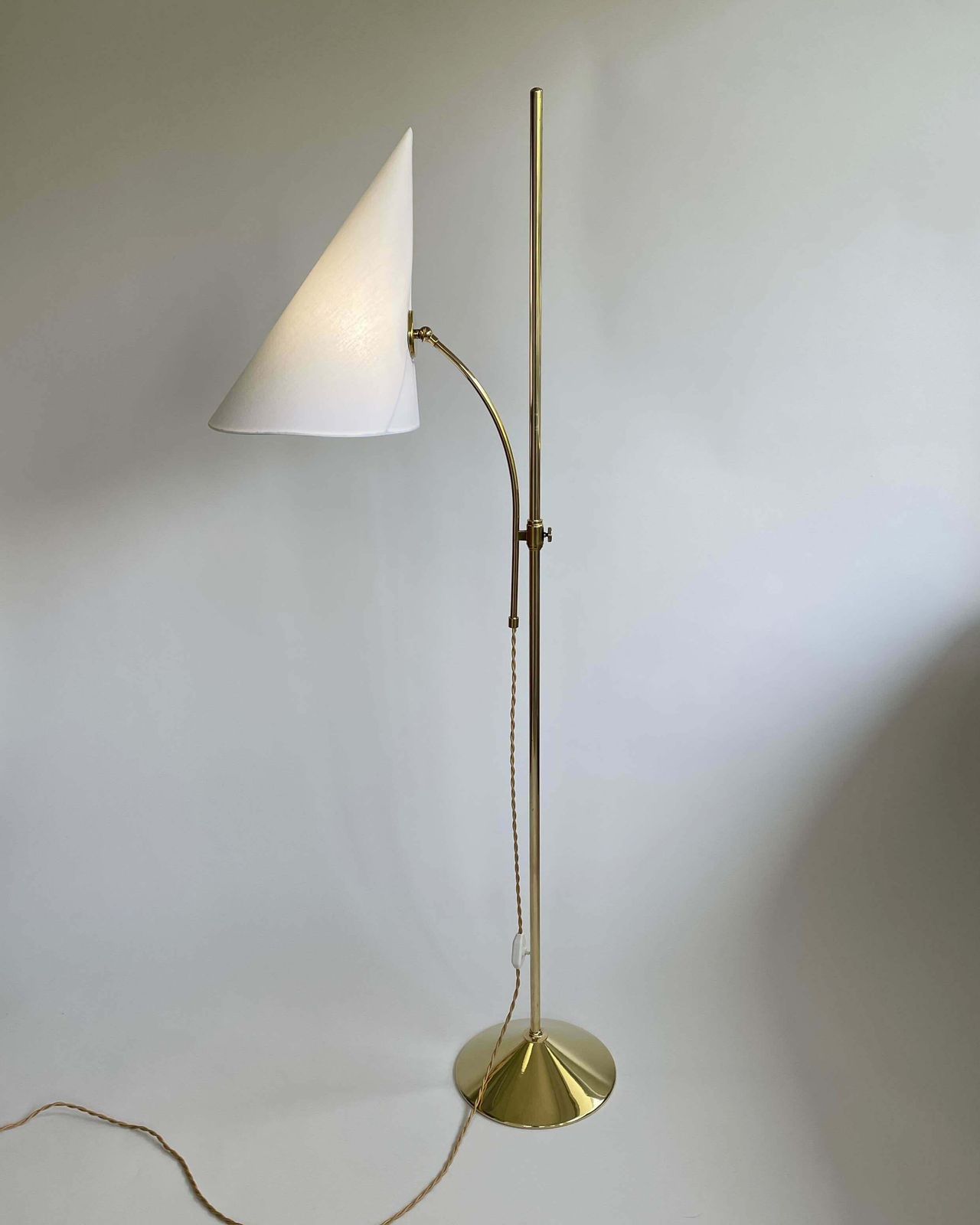 photo buy Swedish Designer Adjustable Witches Hat Brass Floor Lamp, 1950s