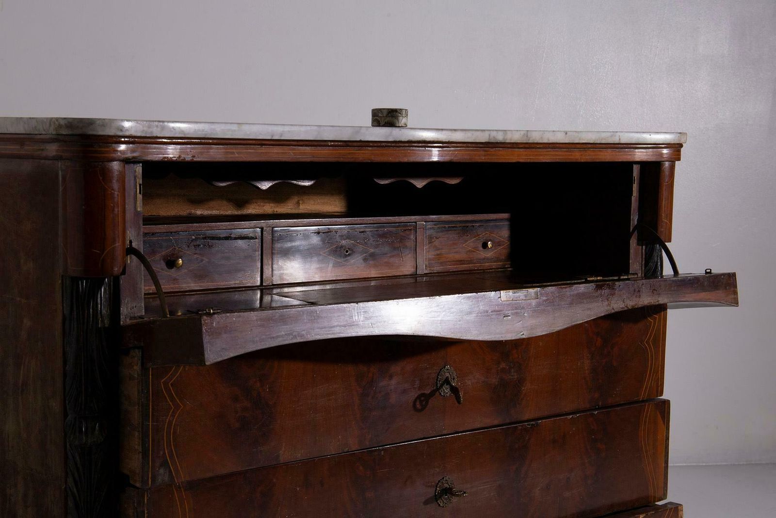Italian Wooden Desk Chest Of Drawers photo vintage