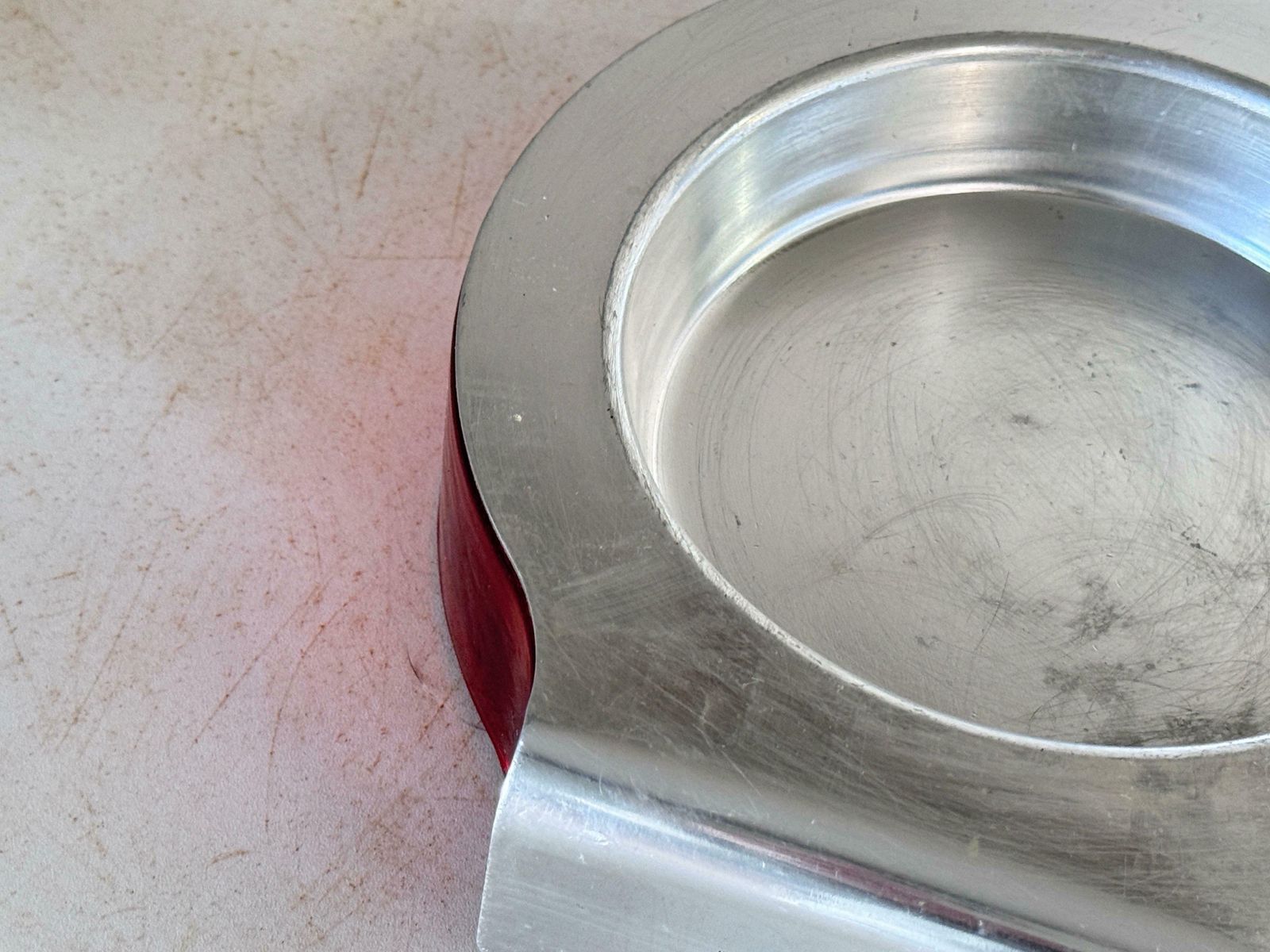 Ashtray In Aluminium Cast And Glass Signed Chivas Red Silvered Color France 1970 photo furniture