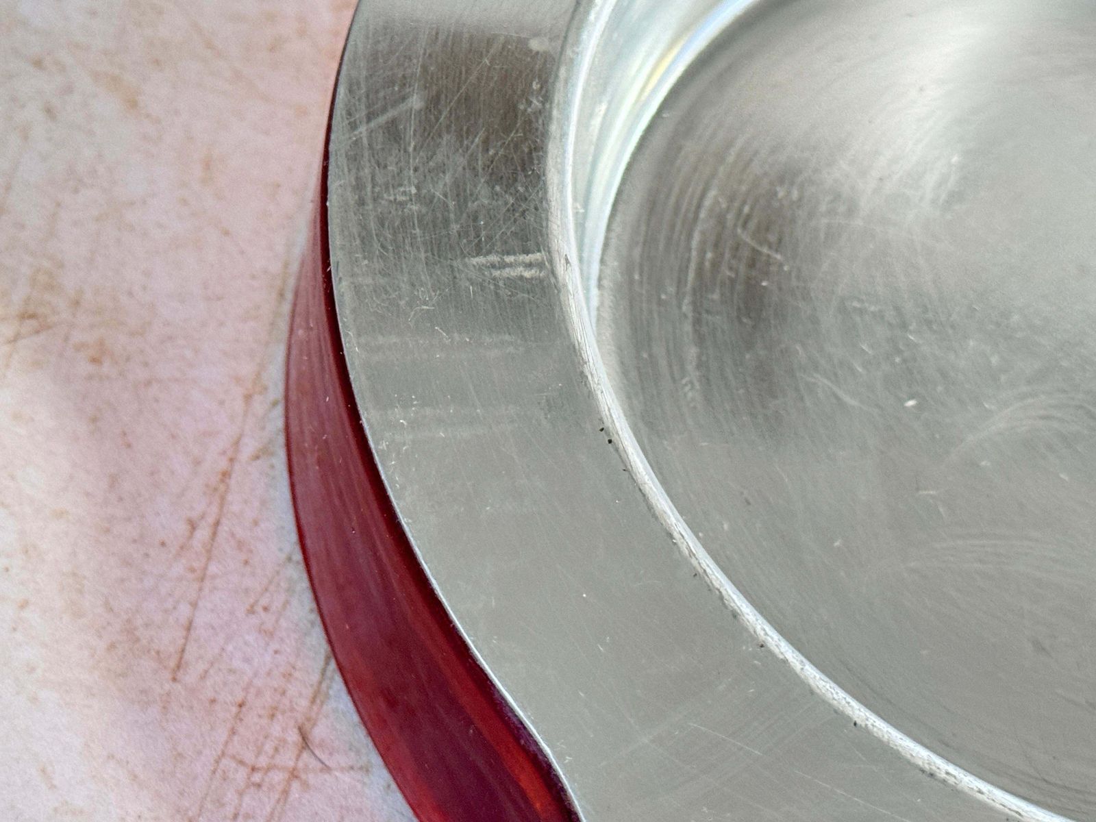 Ashtray In Aluminium Cast And Glass Signed Chivas Red Silvered Color France 1970 photo vintage