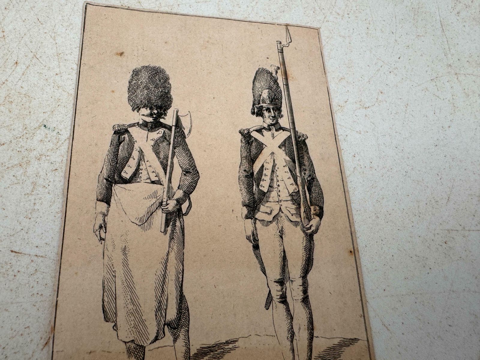 Old Original Engraving With Soldiers Characters France 19th photo 282.0