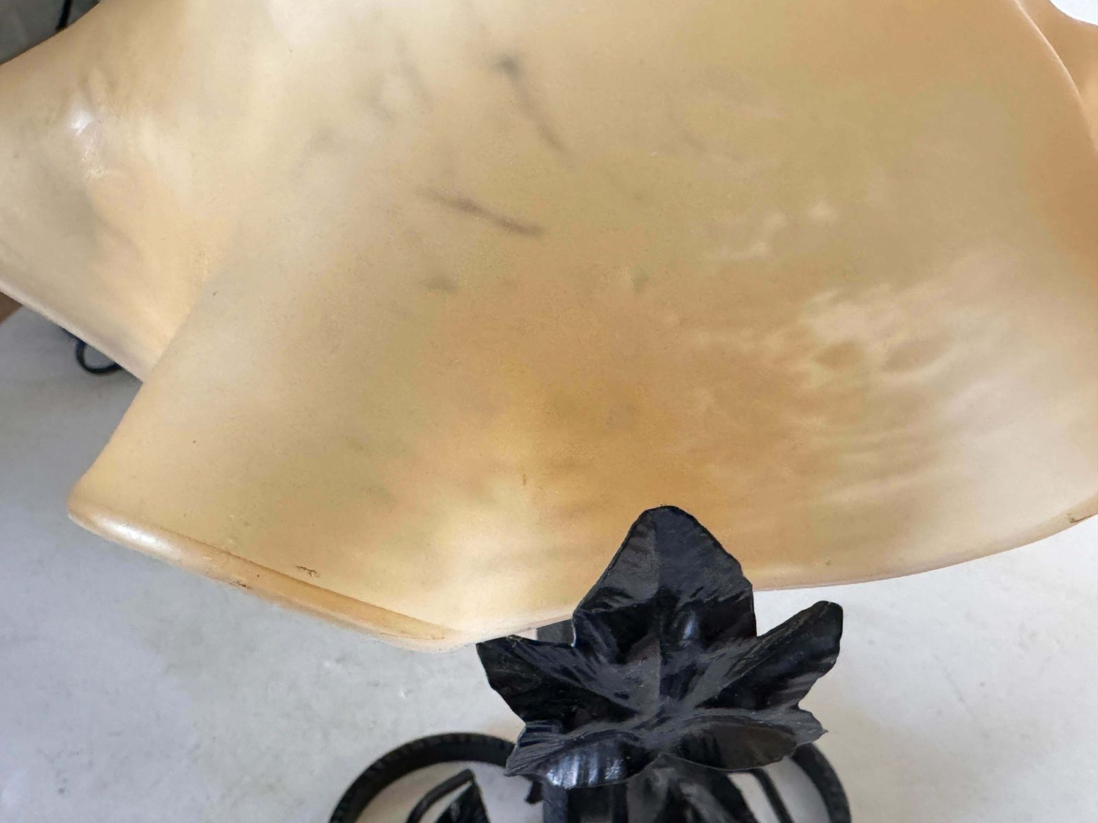 French Art Deco Table Lamp Hammered Iron France 20th Daum Style Pâte De Verre photo buy