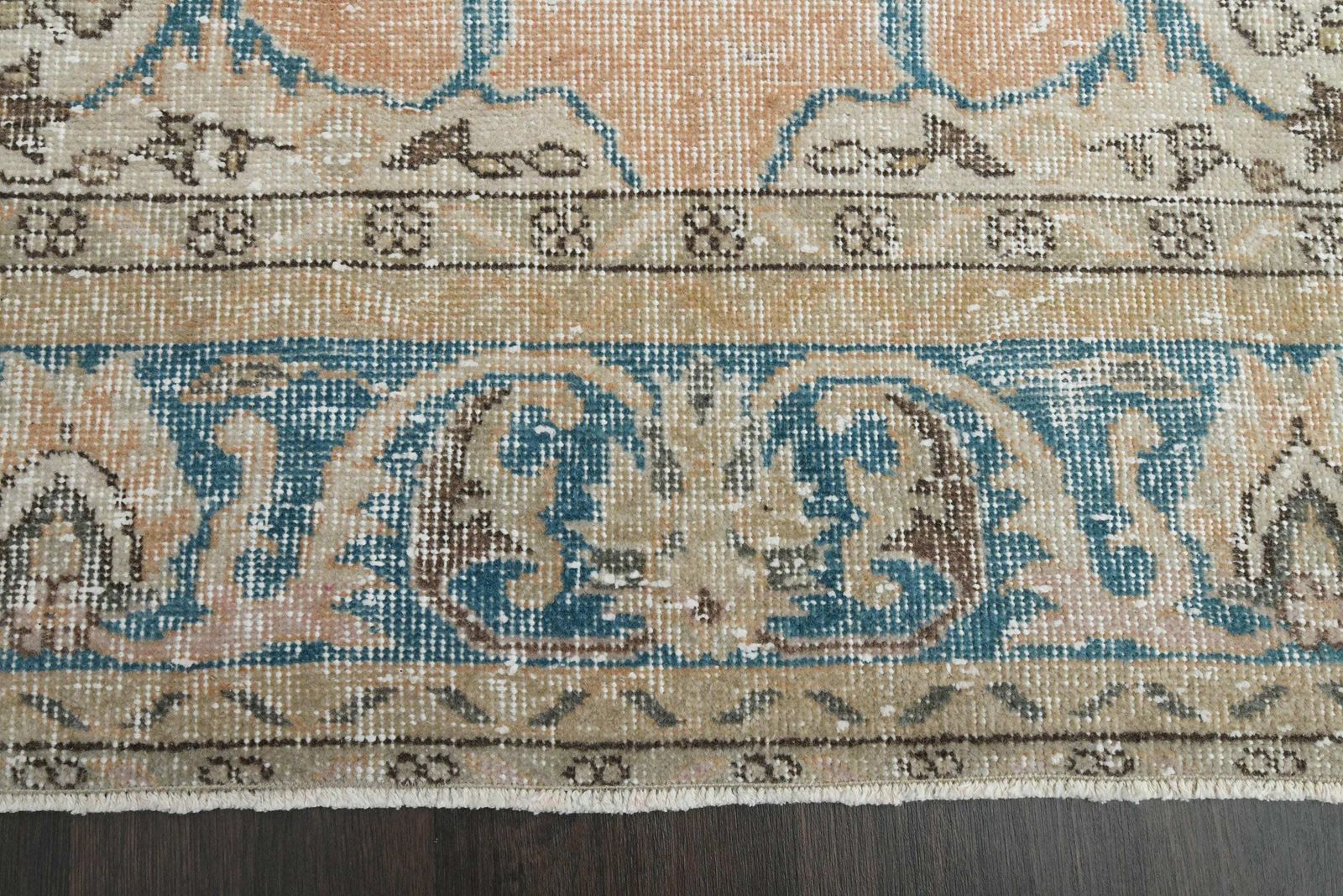 photo furniture 7x10 Orange Blue Rug, Handmade Vintage Turkish Rug, 7x10 Area Rug, Antique Large Rug, Wool Rug, Home Decor, Living Room Rug, 7.3x10.5 Ft