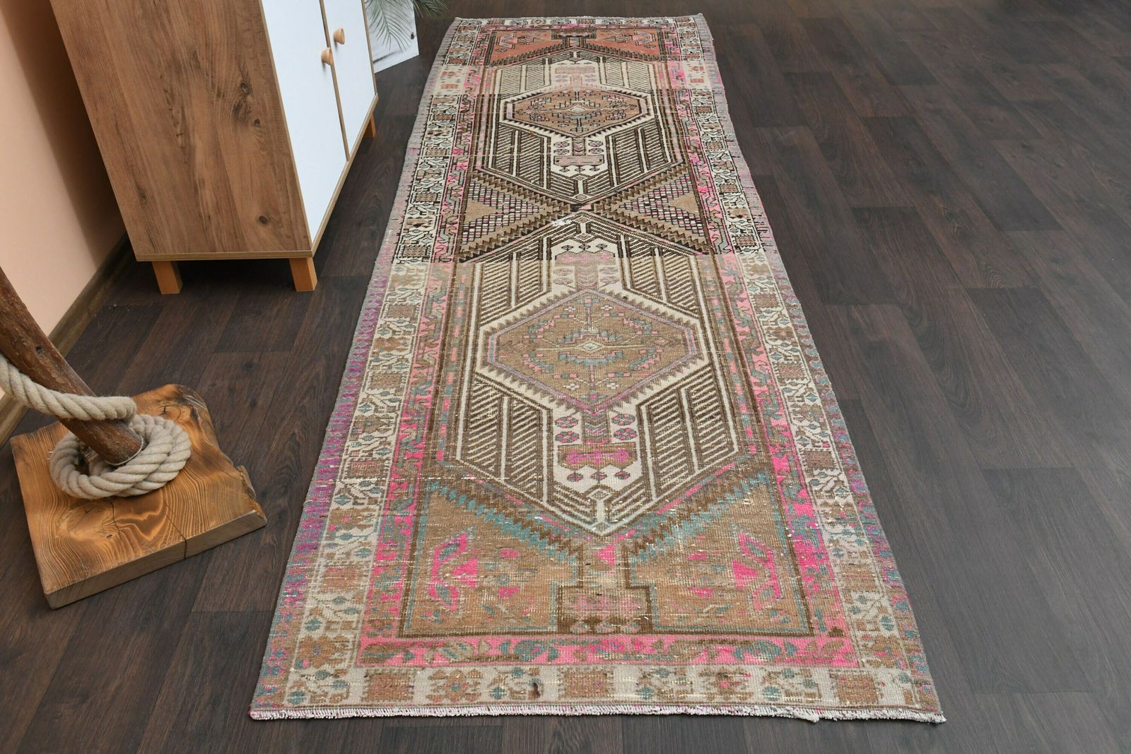 Ft Turkish Vintage Rug, Oushak Runner Rug, Bedroom Rug, Kitchen Rug, Hallway Rug, Vintage Rug, Room Decor, Entryway Rug