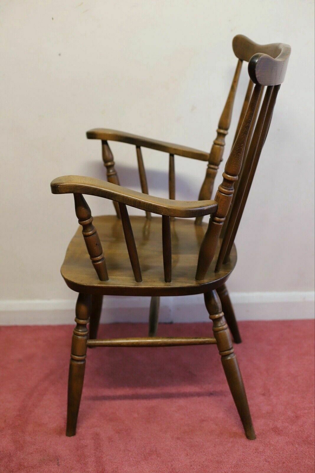 photo furniture Lovely Set Of Five Beech Farmhouse Armchairs