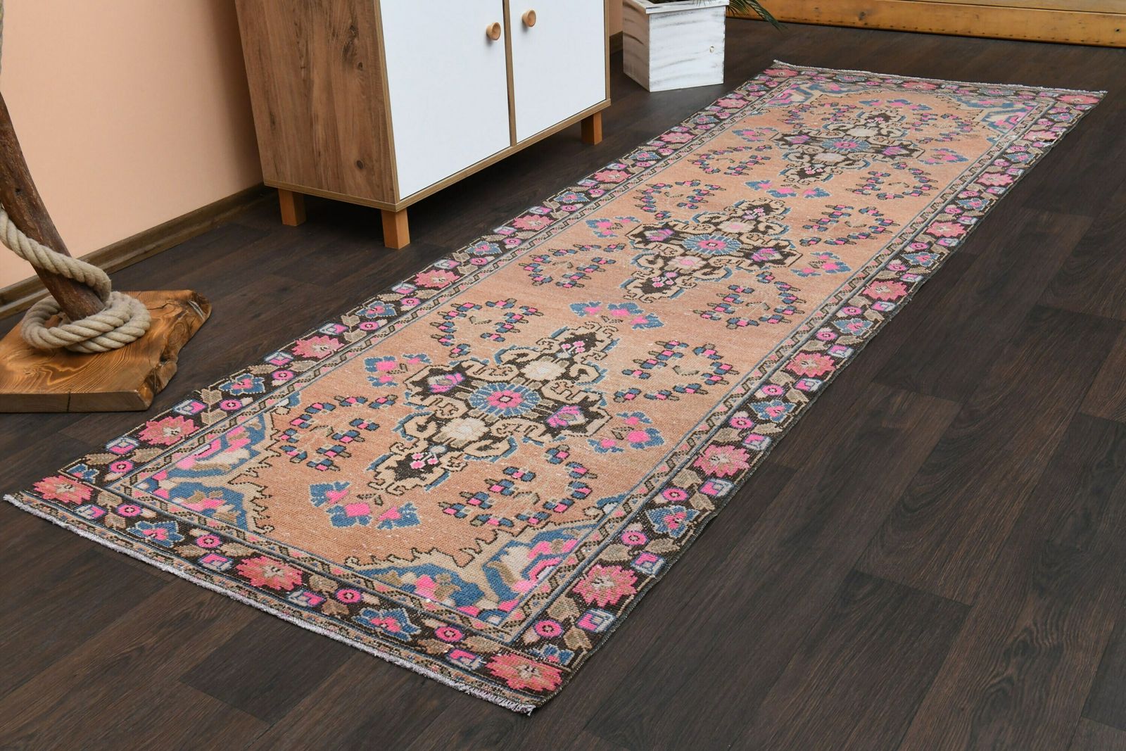 3x10 Vintage Runner, Oushak Runner, Hallway Rug, Wool Rug, Turkish Runner, Entryway Rug, 3x10 Runner Rug, Bedroom Rug, Kitchen Rug photo for sale