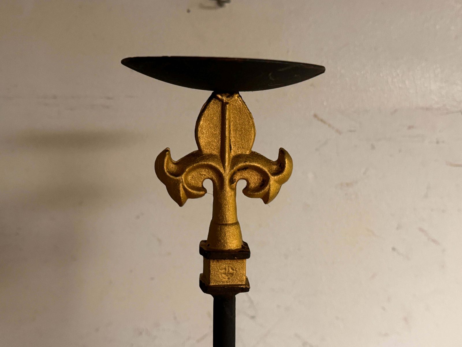photo furniture Gillt Iron Candle Holders Or Candlesticks Black And Gold France 1970 Set Of 2