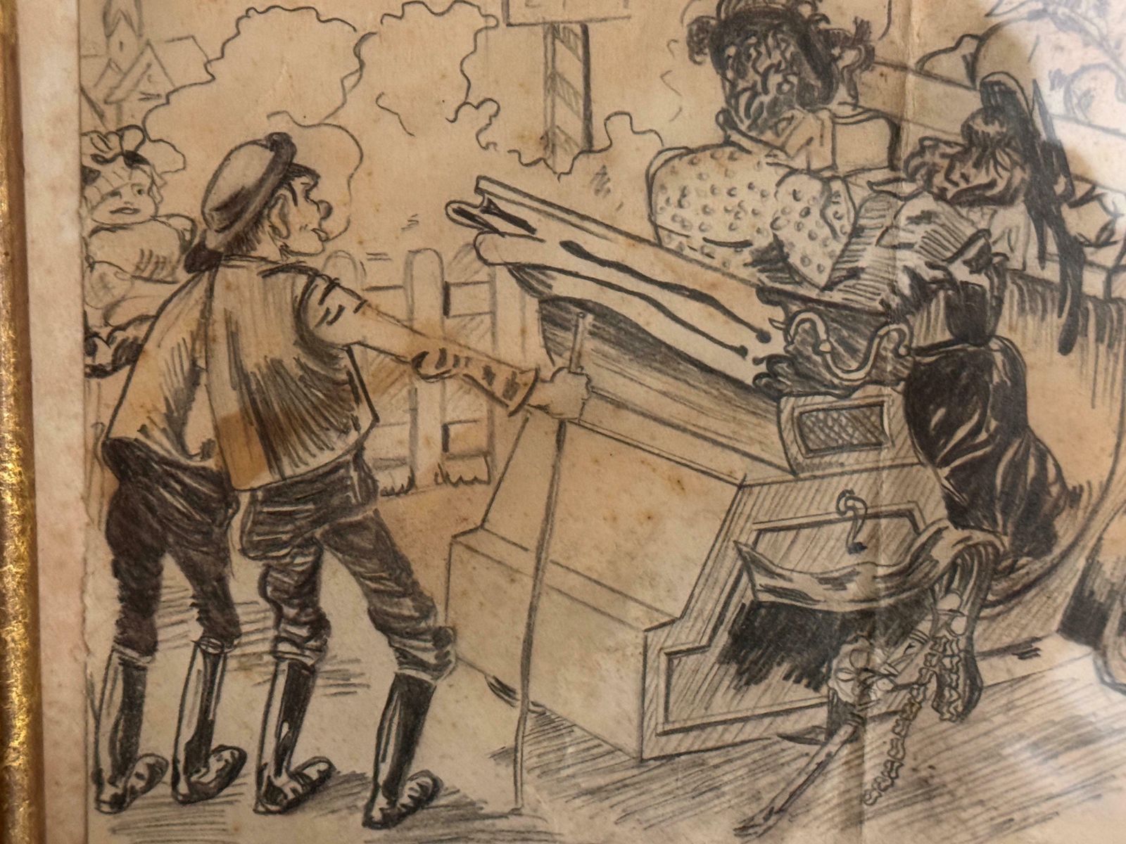 Art Caricature Drawing Representing Characters In A Carriage France 20th Century photo