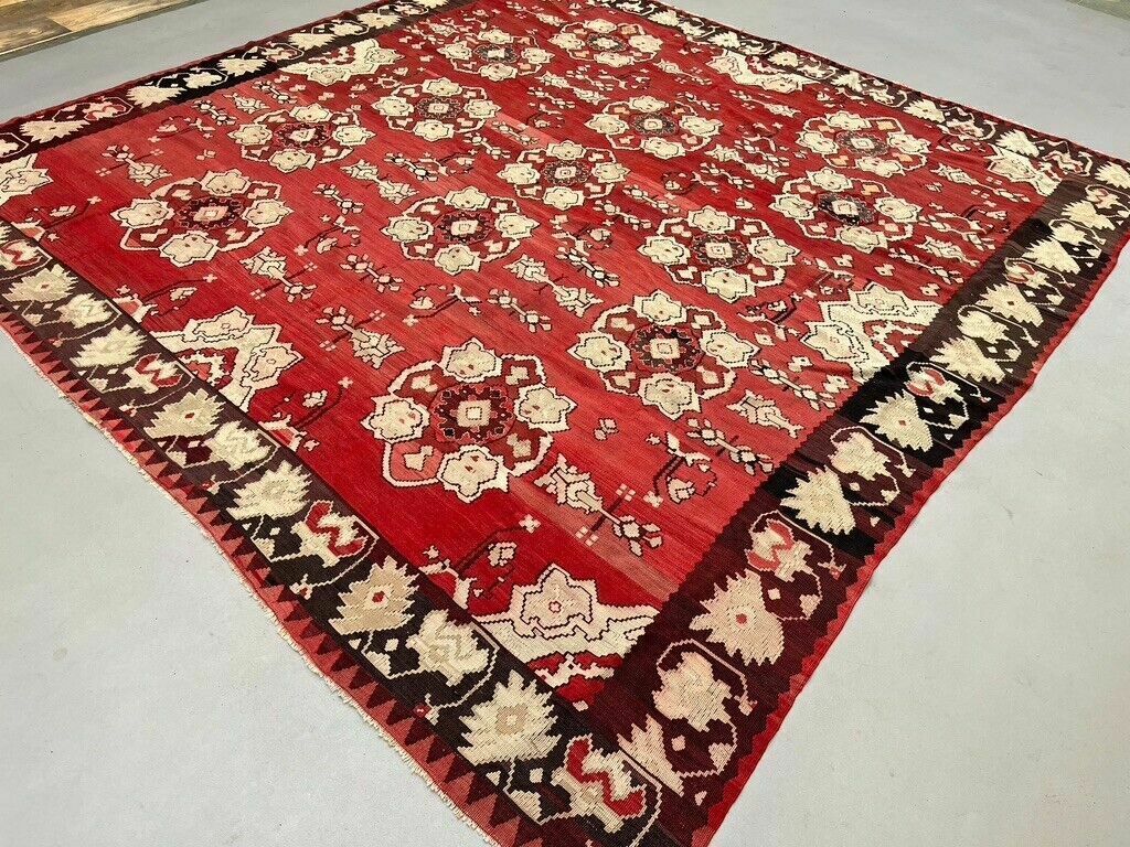 Vintage Turkish Square Kilim 301x285 Cm Kelim Wool Rug Large photo furniture