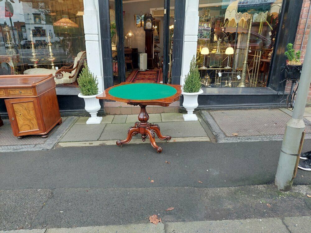 Victorian Burr Walnut Serpentine Card Table photo vinterior