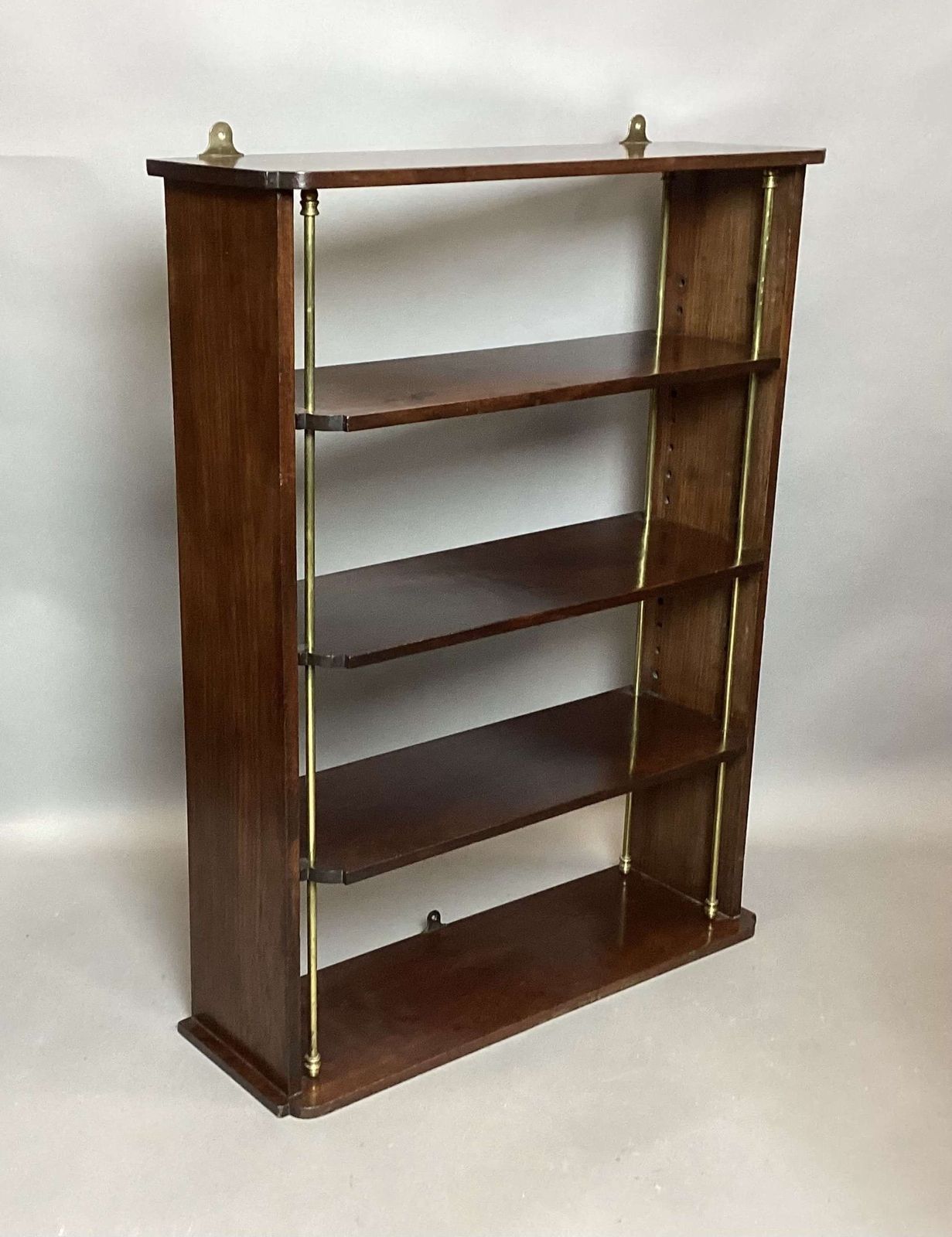 Good Regency Mahogany And Brass Hanging Wall Shelves photo furniture