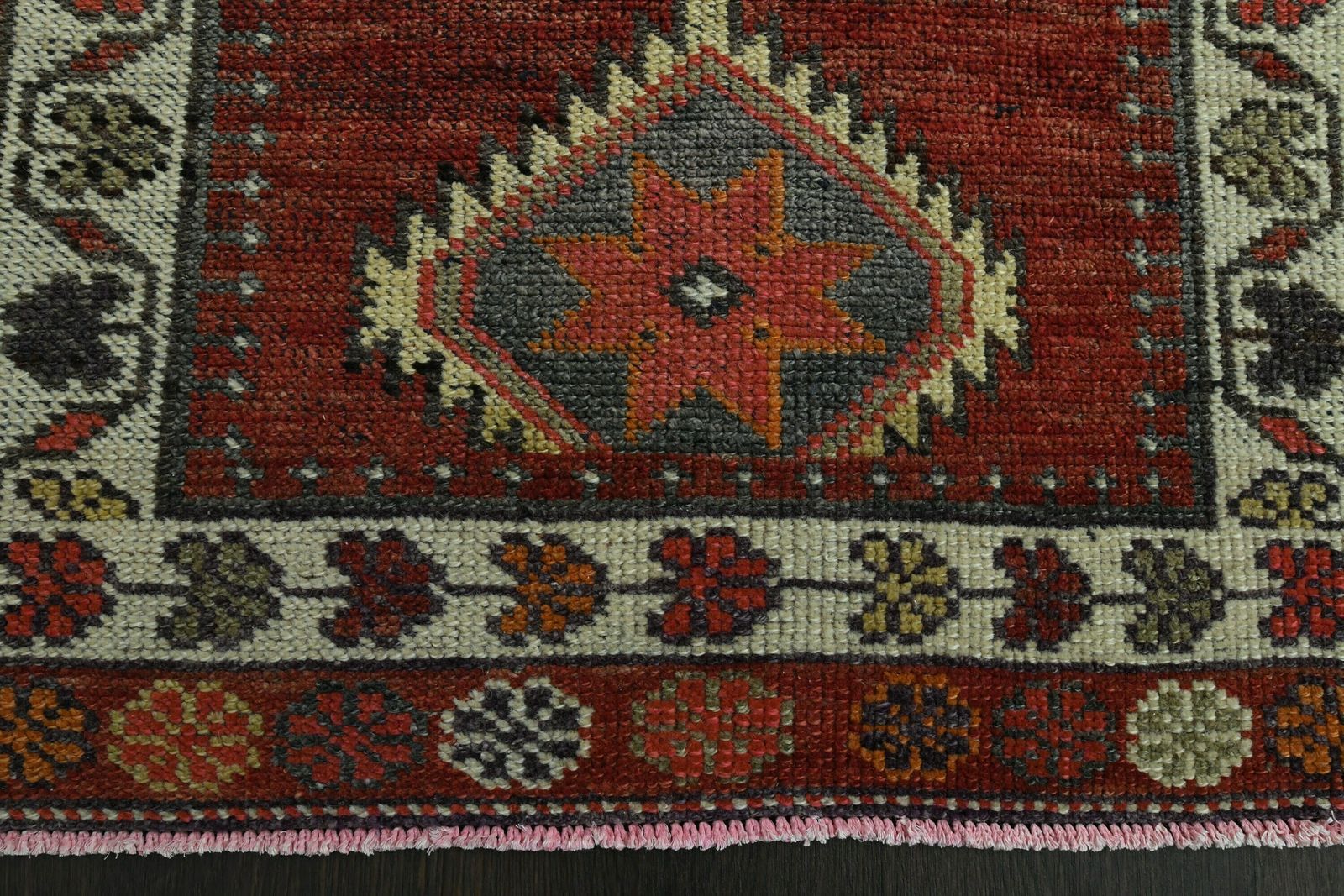 2.9x12.8 Ft Red Gray Decor, Handmade Turkish Vintage Rug, Wool Rug, Hallway Rug, Antique Rug, Oushak Wool Rug, Kitchen Rug, 3x13 Runner Rug photo vintage