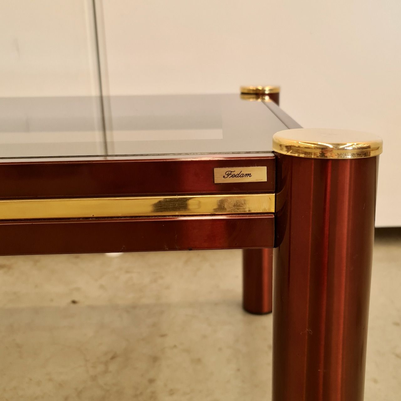 Fedam Burgundy And Gold Salon Table photo for sale