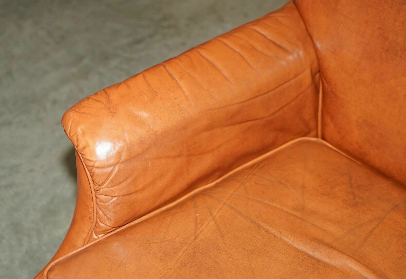 Comfortable Pair Of French Neoclassical Style Leather & Brass Recliner Armchairs photo buy