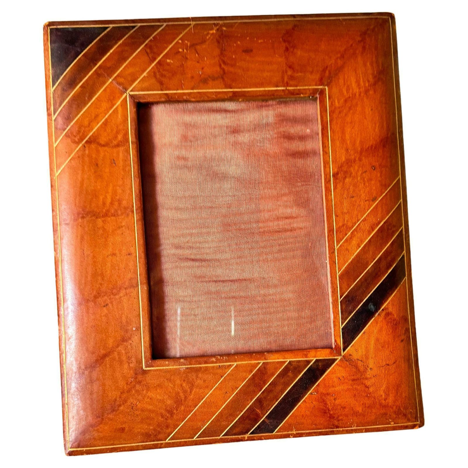 Jacques Adnet Style, Brown Leather Picture Frame, France 1940 photo for sale