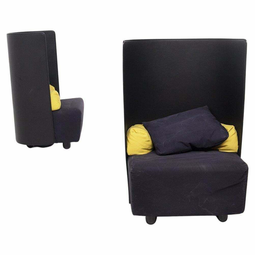 De Pas, D'urbino And Zanotta Black And Yellow Armchairs