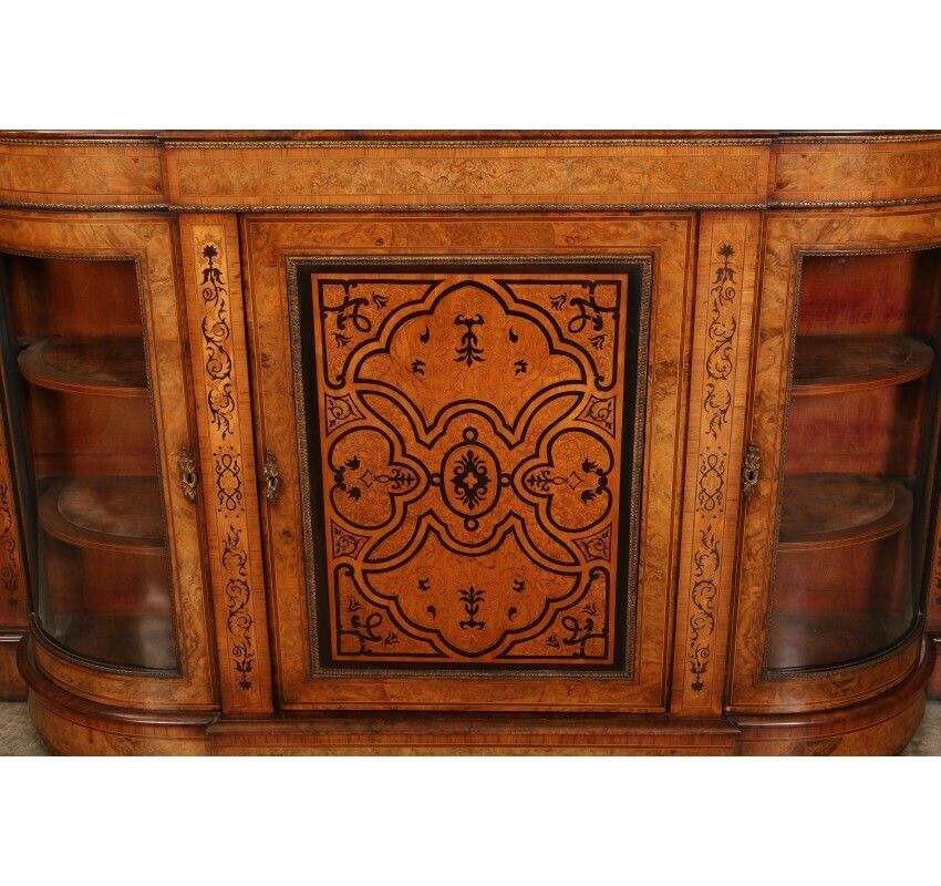 Victorian Burr Walnut Marquetry Inlaid Credenza photo 2624.31