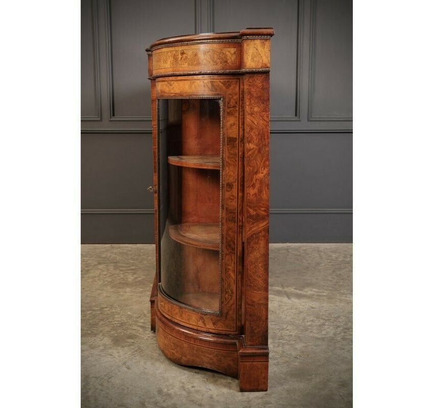 2624.31 Victorian Burr Walnut Marquetry Inlaid Credenza photo