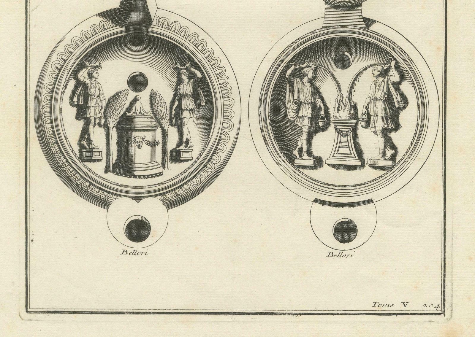 Ancient Lamps In Art: Montfaucon's 18th Century Engravings, Circa 1722 photo vintage