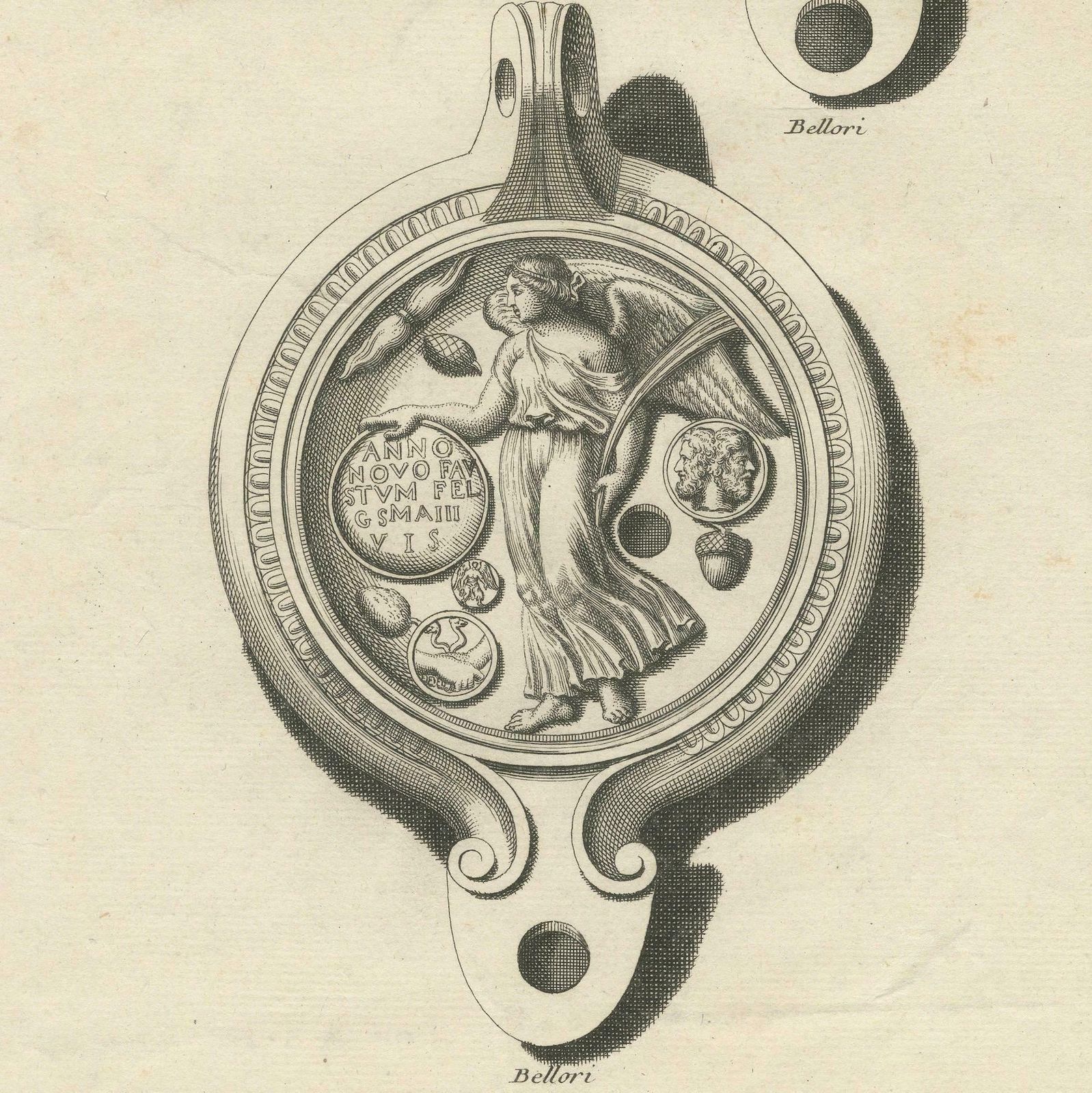 Ancient Lamp Drawing Of A Bull And Lion; Tauroctony Engravings Published In 1722 photo Art