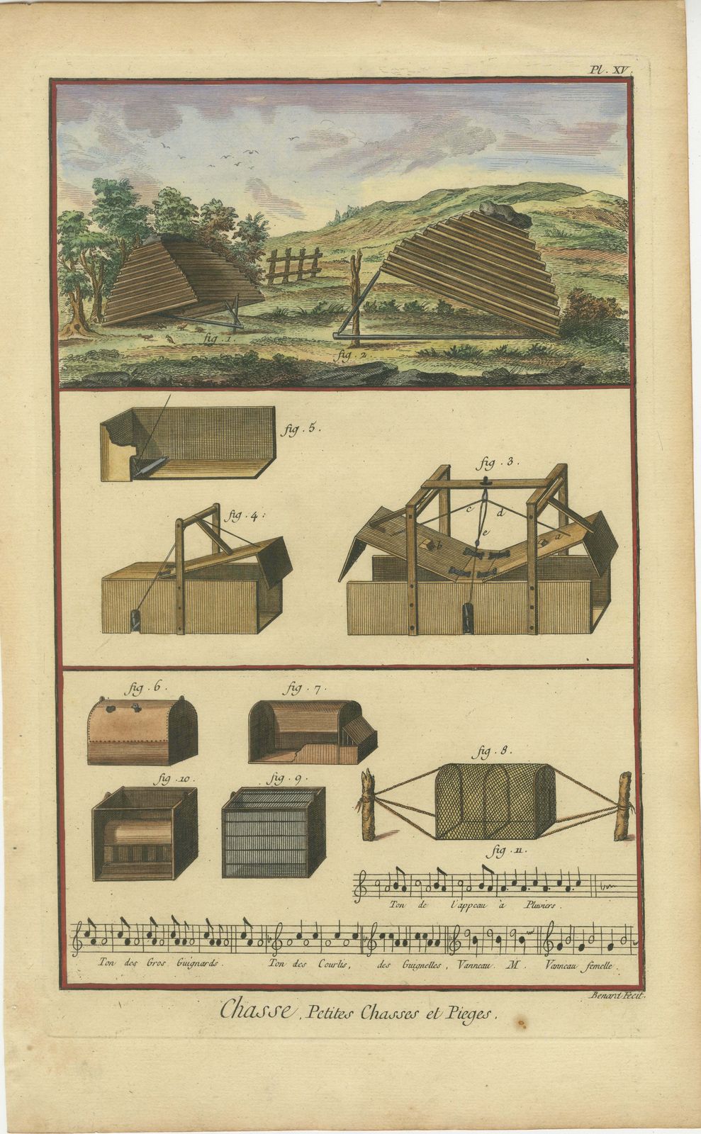 Original Antique Engraving Of Hunting, Small Game Hunting And Traps, 1793 photo furniture
