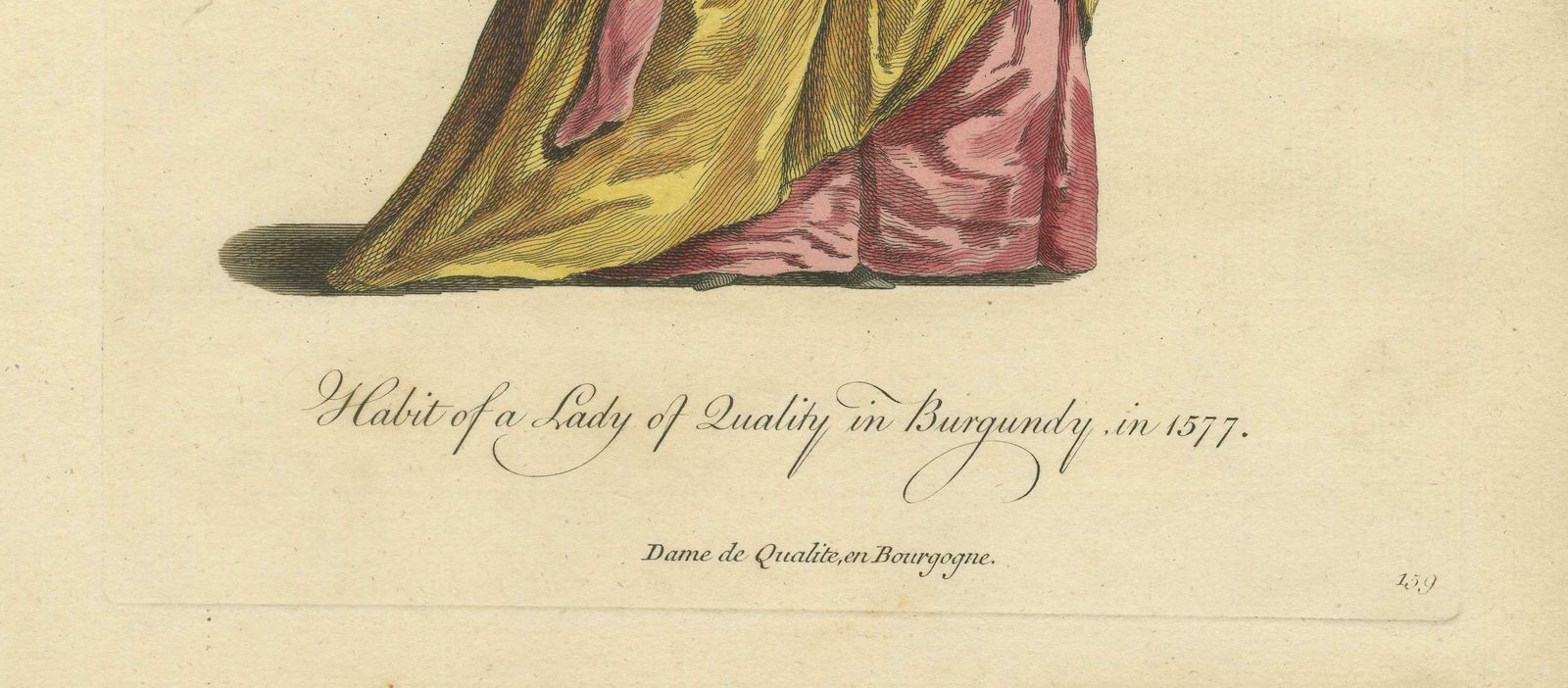Habit Of A Lady Of Quality In Burgundy In 1577, Published In 1757 photo for sale