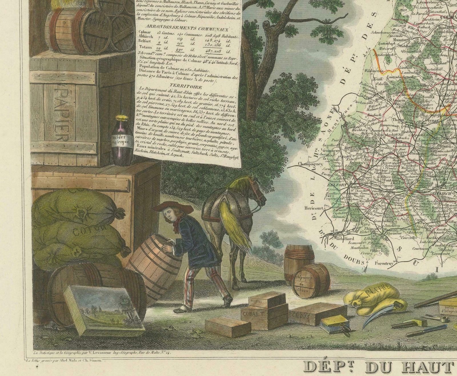 1852 Map Of Haut Rhin: An Illustrated Gateway To Alsace's Viticultural Splendors photo Art