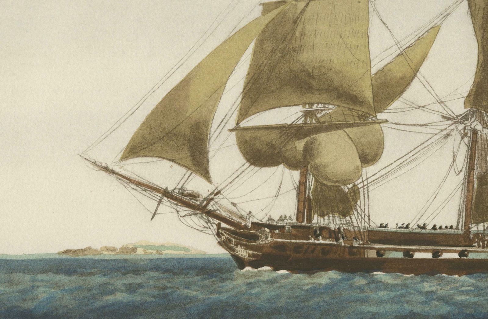Before The Gales: An English Frigate Awaiting Wind, Circa 1920 photo for sale