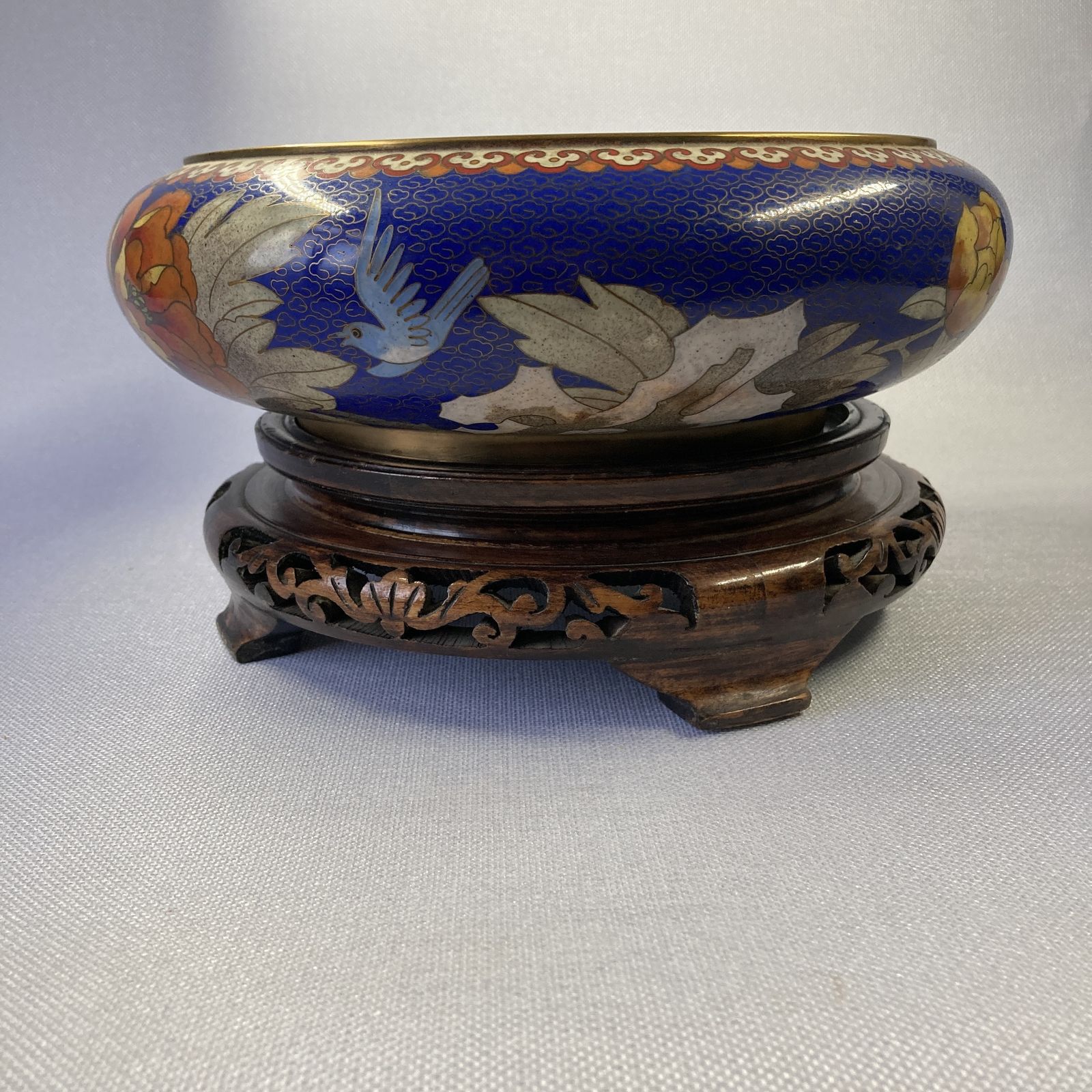 Beautiful Antique Floral Cloisonne Bowl And Stand photo Home Decor
