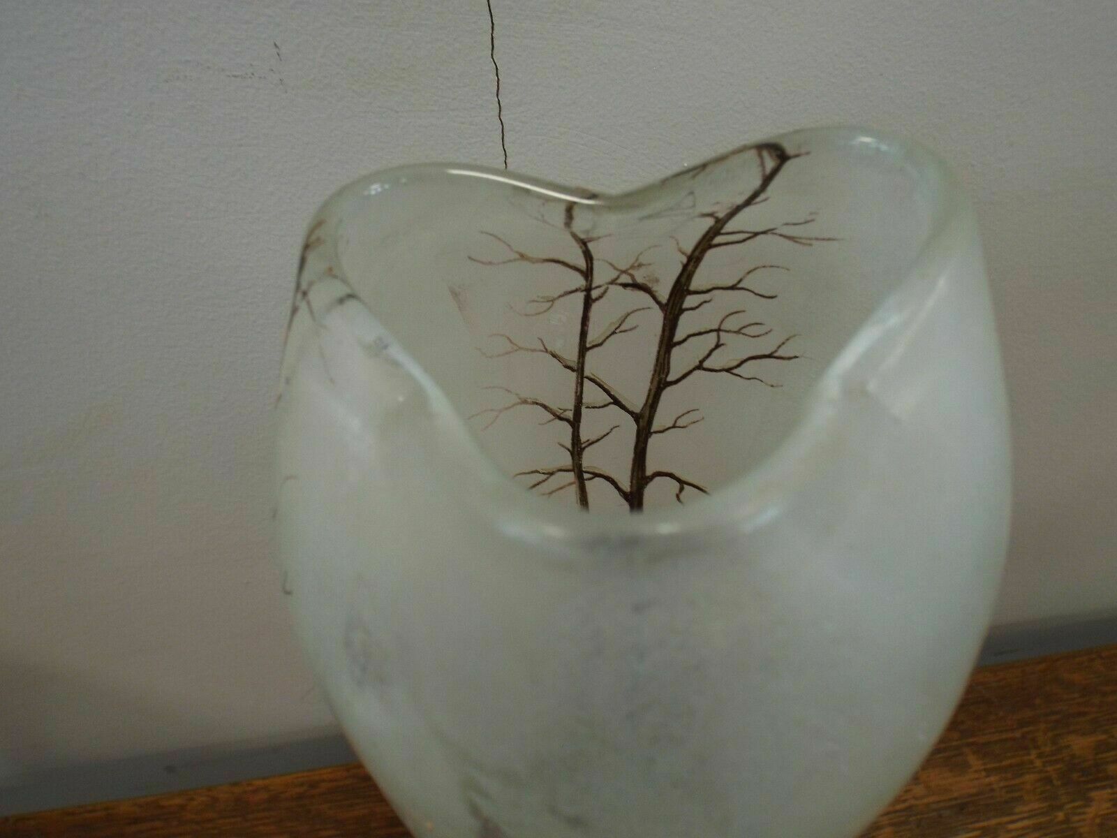 Large Antique Legras Winter Landscape Enamelled Vase photo 295.0