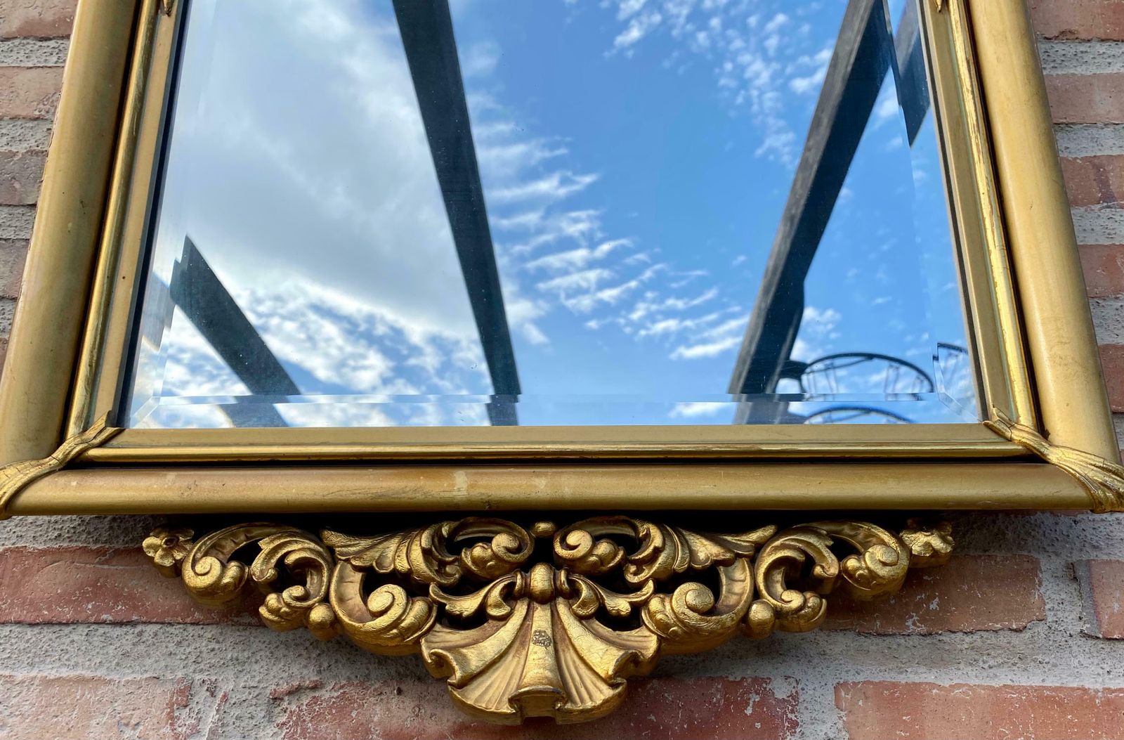 Grand miroir monumental doré à la feuille d'or, époque française, 1890 photo Décoration