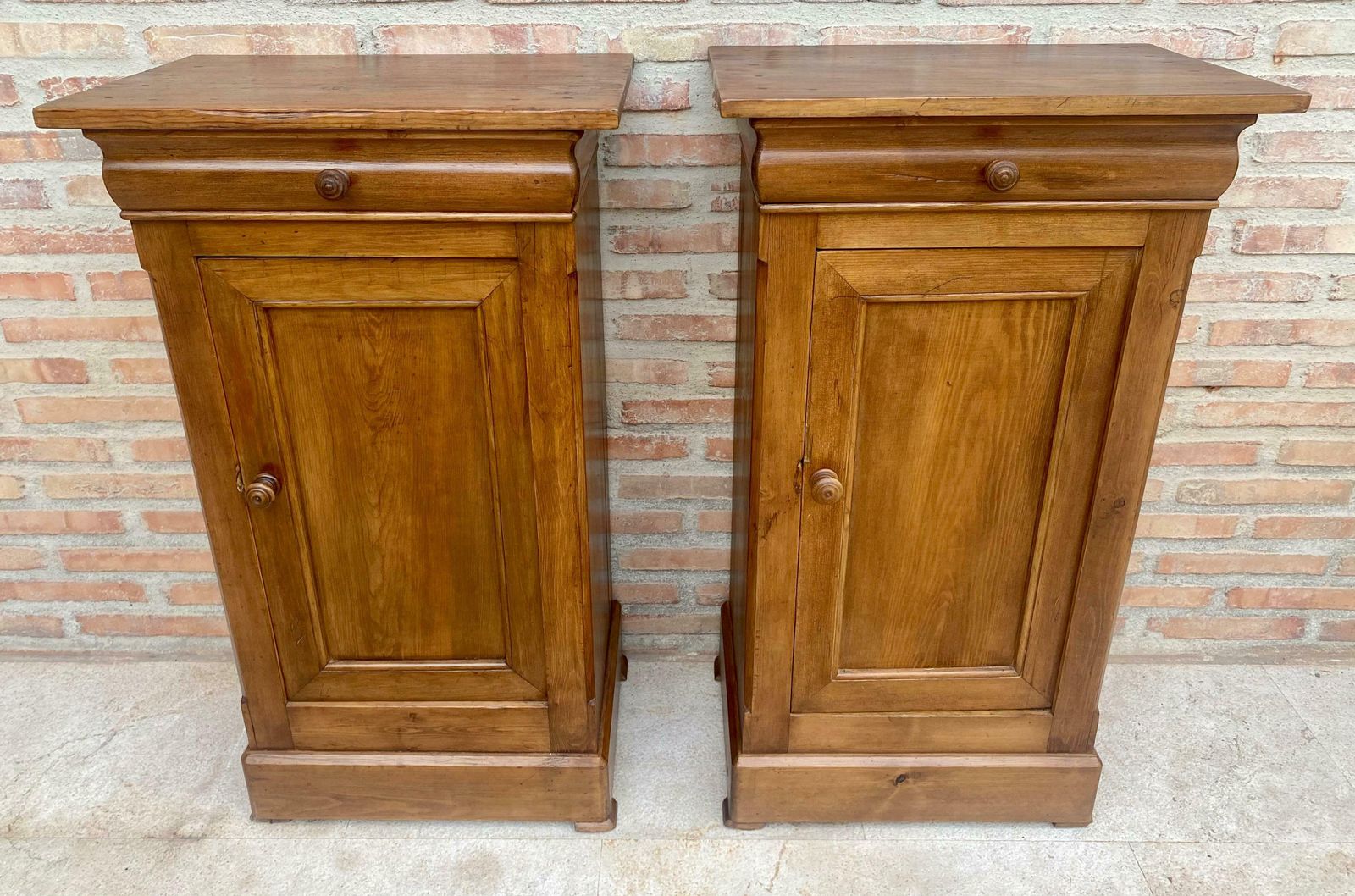 Vintage French Provincial Walnut Nightstands, 1920, Set Of 2 photo for sale