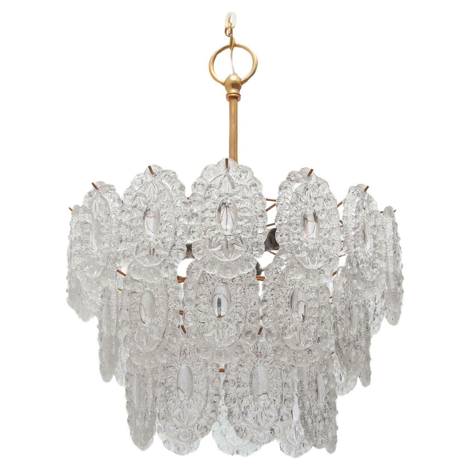 Massive Rosette Crystal Glass Chandelier, 1970s Belgium