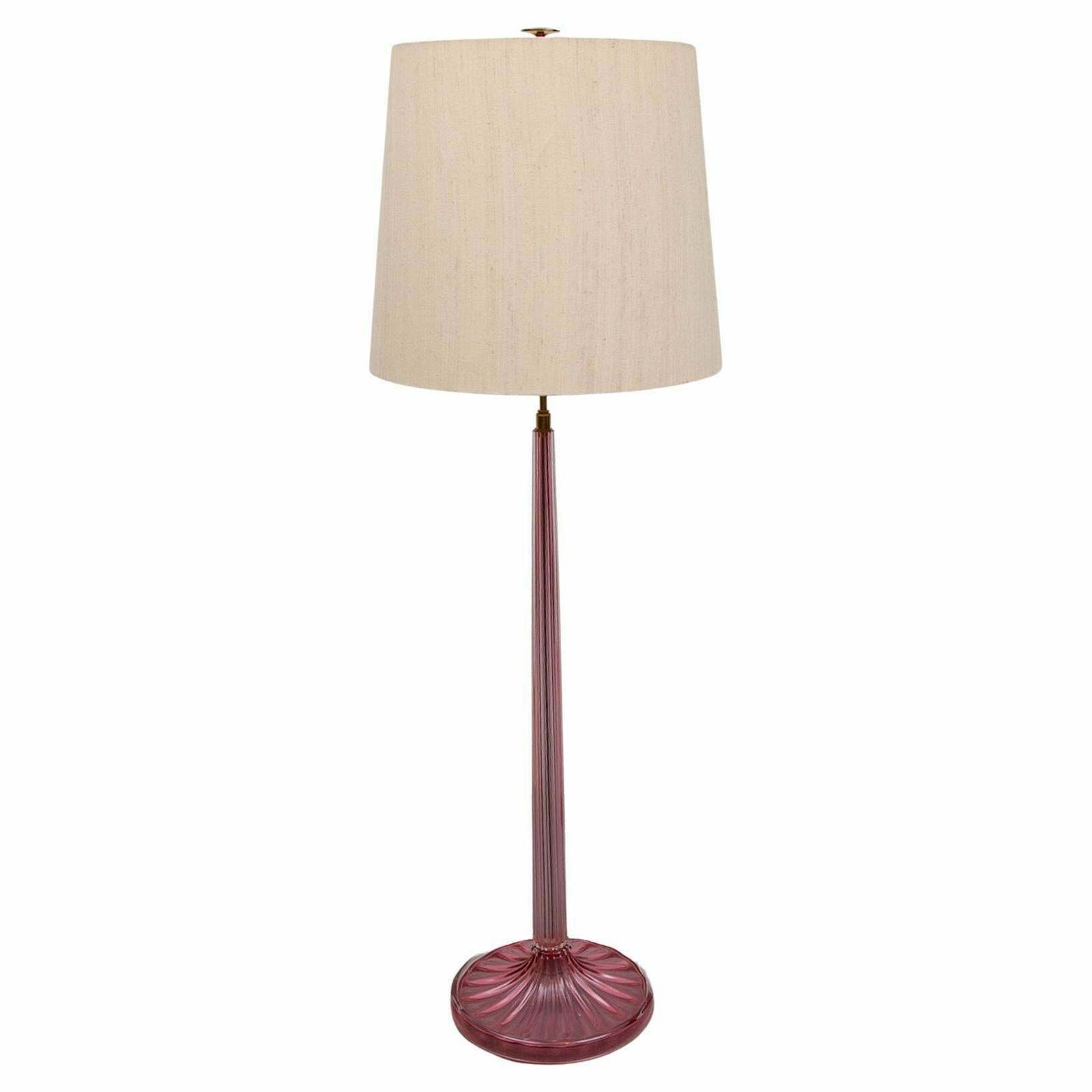 Barovier E Tosso Pink Art Glass Floor Lamp, Murano Blown Glass, 1950s, Italy
