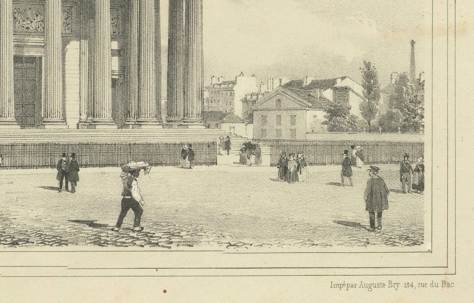 Decorative Engraved Panthéon Paris In The 1800s By Bry & Benoist photo for sale