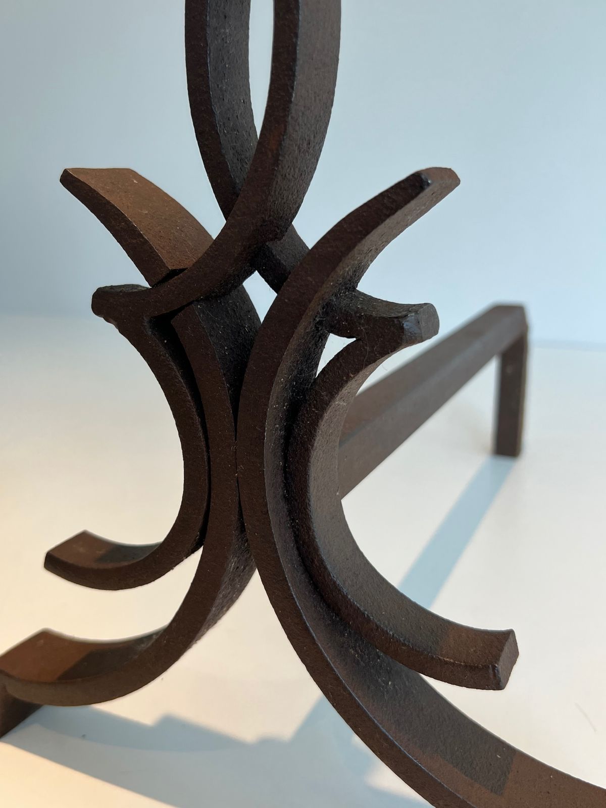 photo vinterior Pair Of Wrought Iron Andirons By Raymond Subes