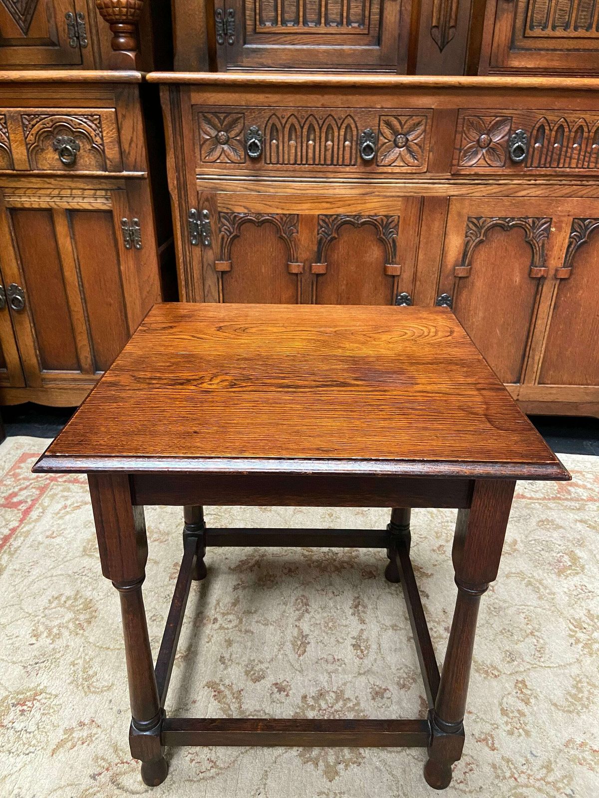 Vintage Wooden Occasional Table / Dark Oak / Made In England / Circa 1920 photo furniture