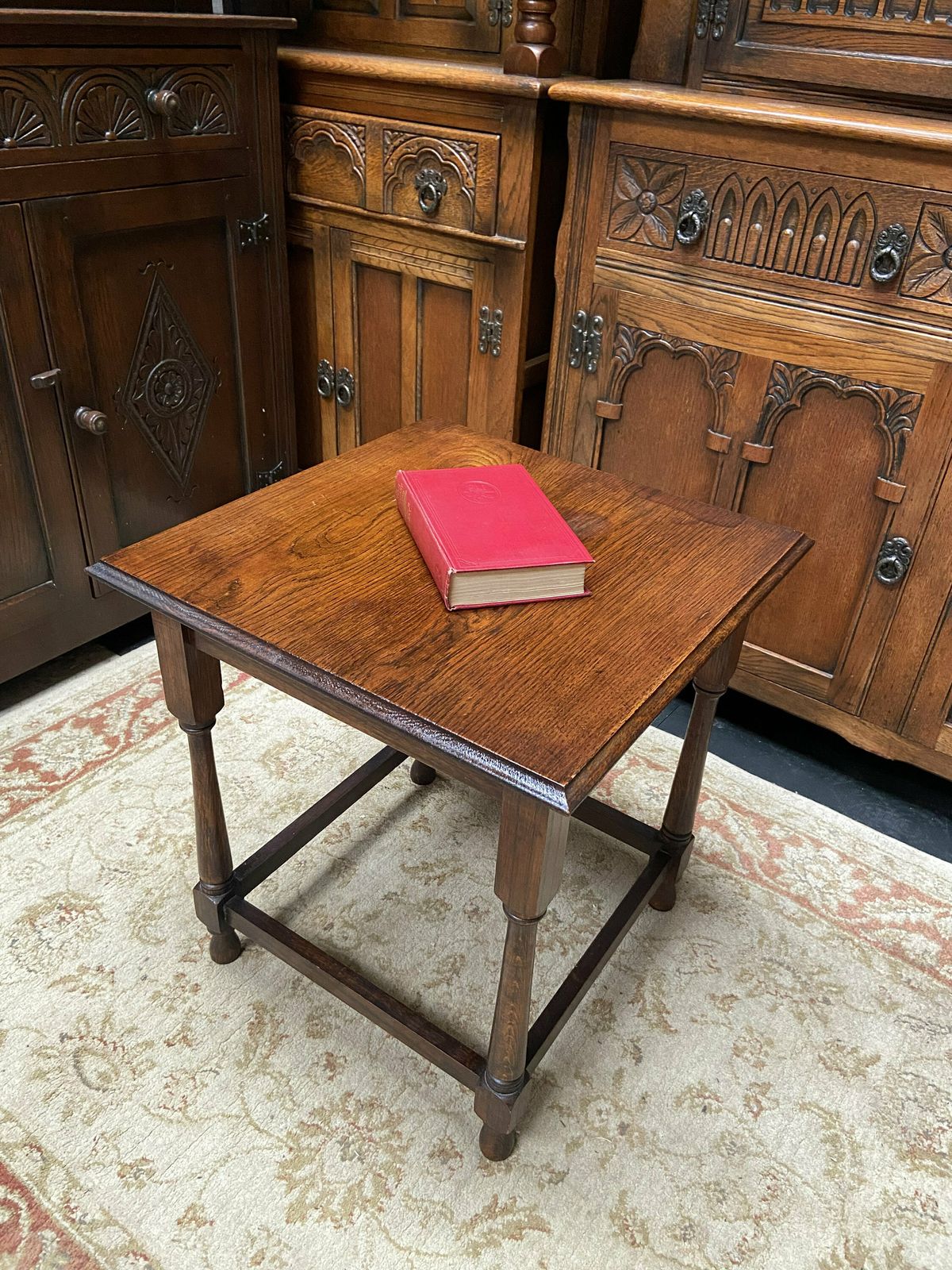 Vintage Wooden Occasional Table / Dark Oak / Made In England / Circa 1920 photo 140.0