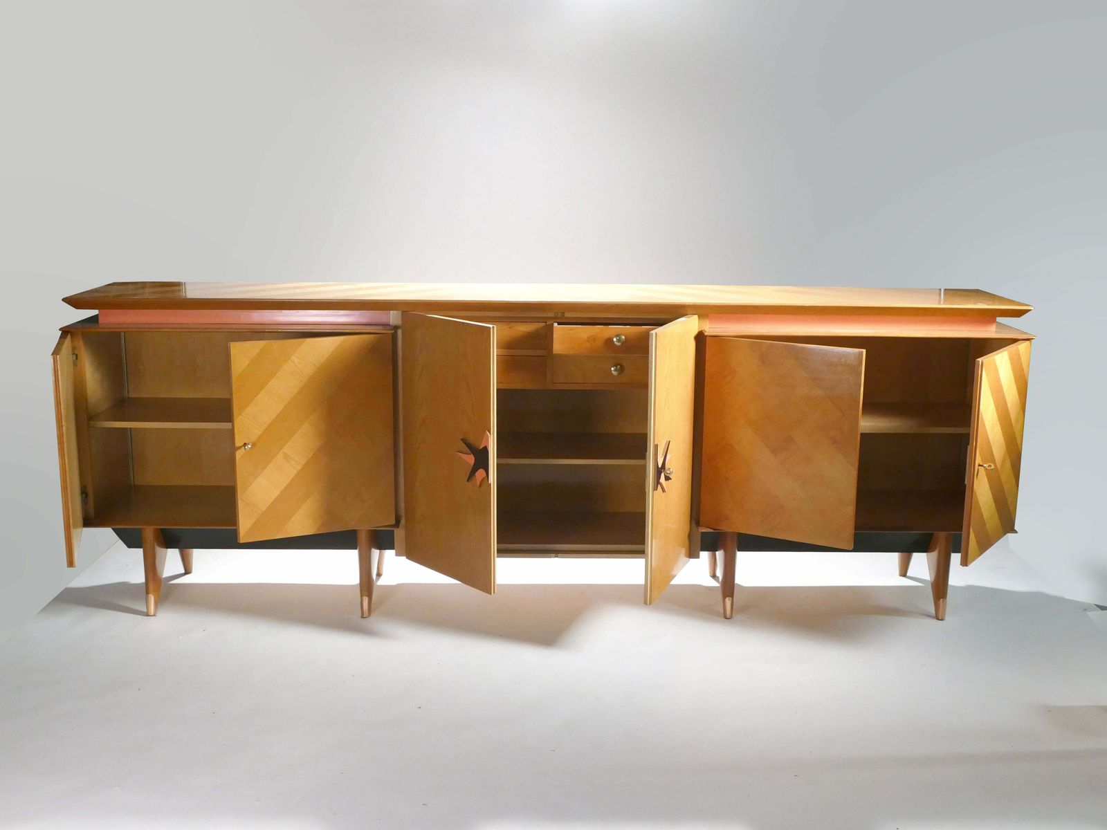 French Mid Century Extra Large Modernist Oak Sideboard 1950s photo for sale
