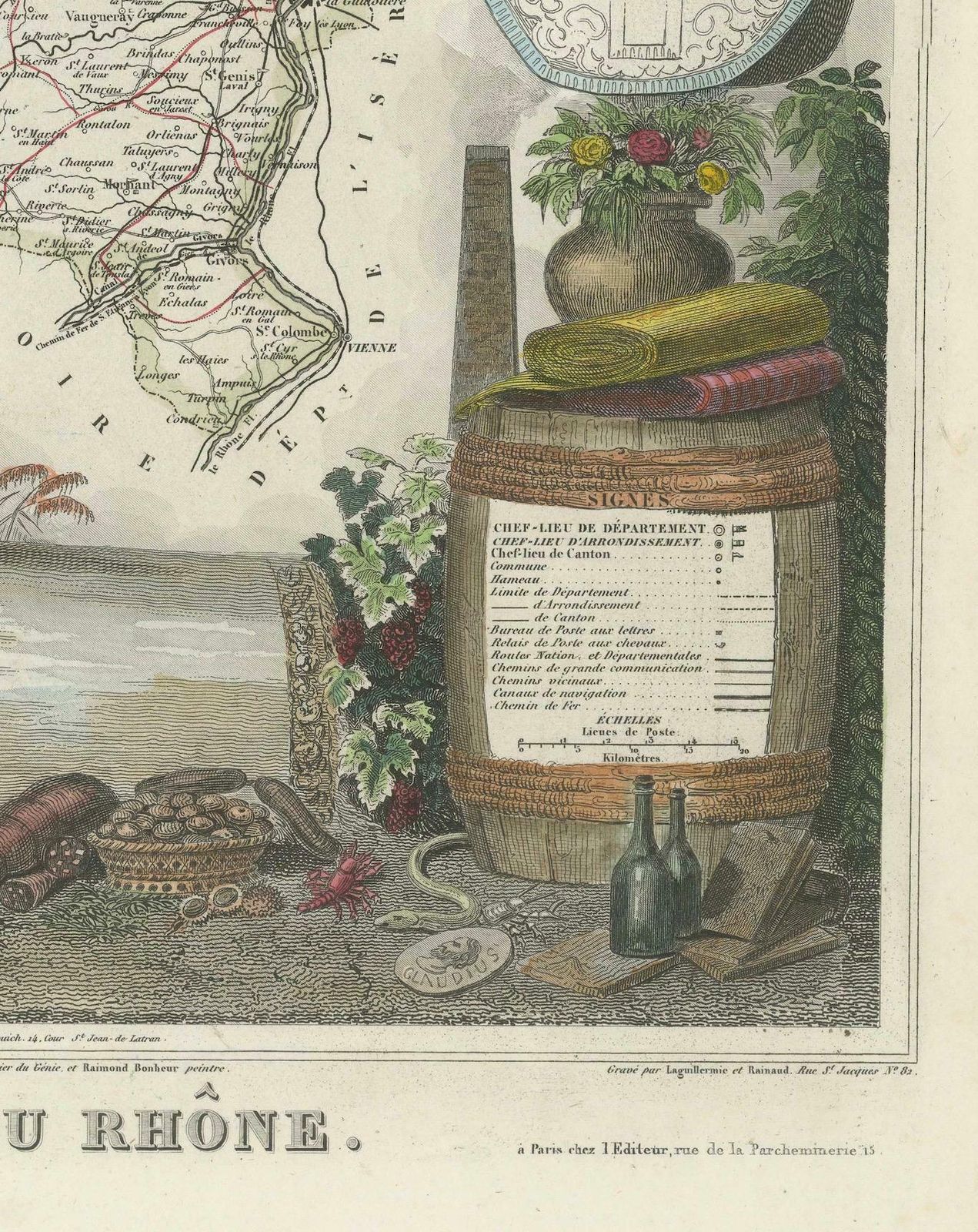 Map Of Rhône: Culture And Commerce In Lyon's Silk And Wine Legacy, 1852 photo 370.0