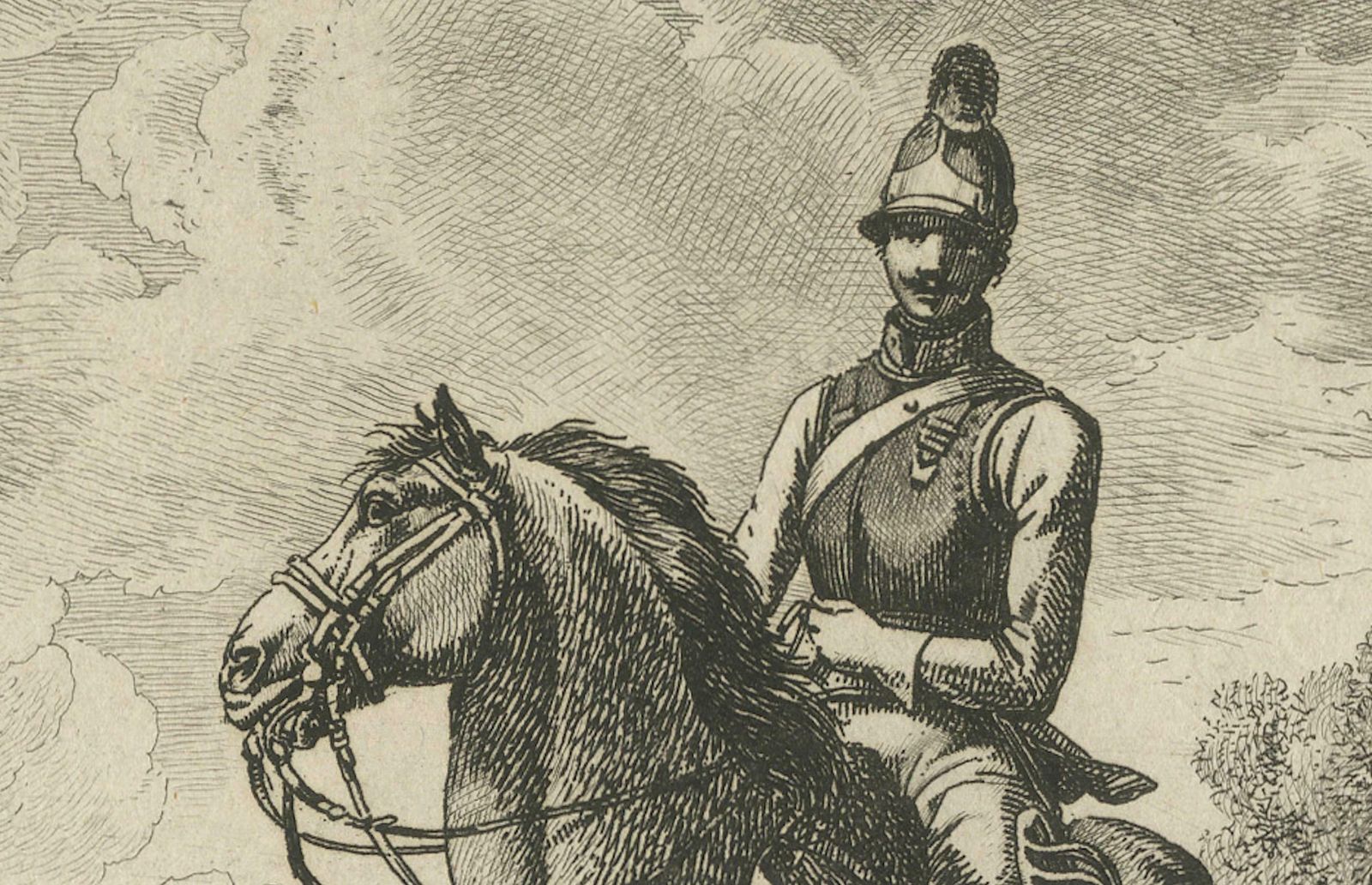 Original Engraving Of Austrian Soldiers On Horseback, 1812 photo 208.0