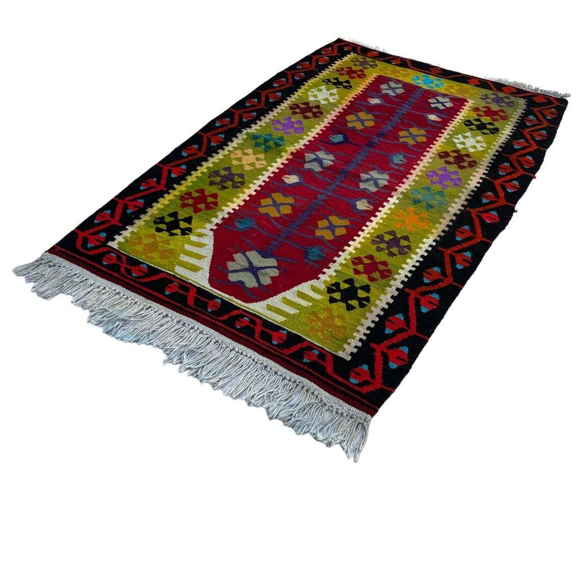 Traditional Turkish Mini Kilim Rug Vintage Anatolian Turkish Kelim photo vinterior