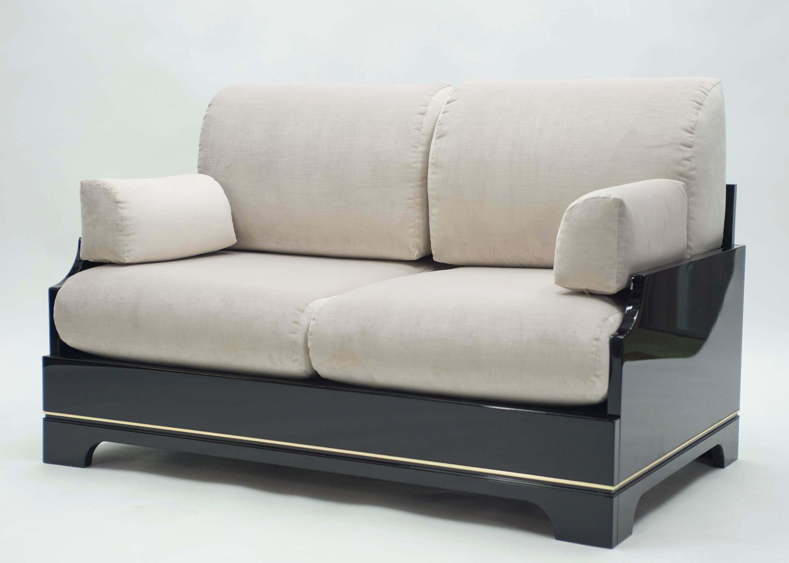 photo vintage Mid Century Italian Lacquer Brass Living Room Set By Romeo Rega 1970s