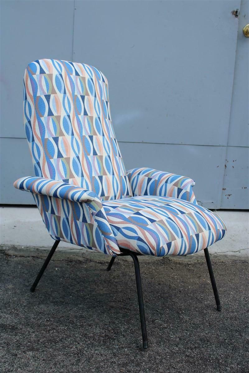 Italian Mid Century Armchair Arflex 1950s Optical Fabric Iron Feet photo furniture